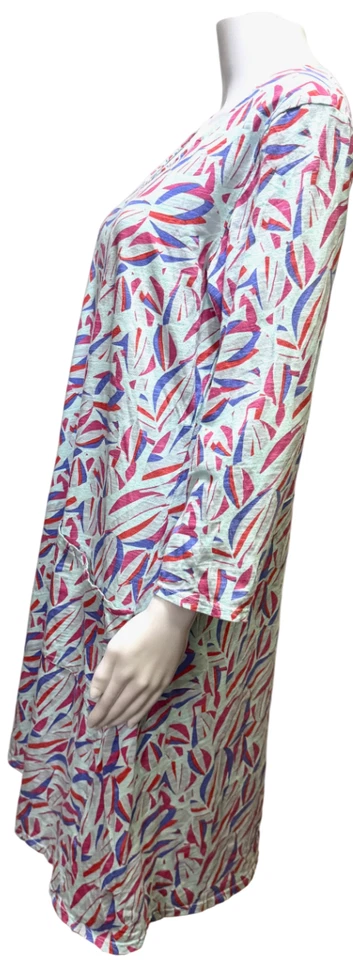 Vestido FRESH PRODUCE Rojo Azul Patrón 100% Algodón Bolsillos 3/4 Hecho en EE. UU. Talla L Foto 2 de 4