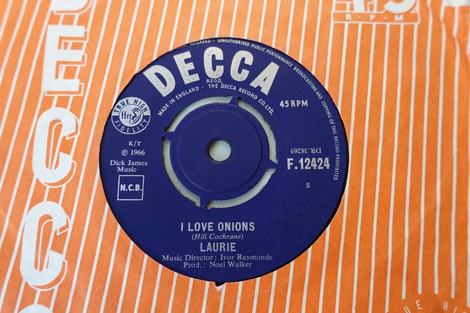 LAURIE 7" I WANT HIM b/w I LOVE ONIONS UK DECCA 1966 F.12424 +BAG 60s MOD POP - Image 2 of 2