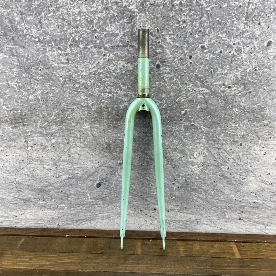Vintage Bianchi Dedacciai Celeste Road Bike Fork 1 Inch Threaded Steel Italy - Image 2 of 4