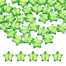 50pcs 20mm Acrylic Crystal Star Beads Clear Faceted Beads Green