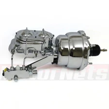 Chrome 7" Dual Universal Power Brake Booster w/ 1" Bore Bail Master Cylinder Kit