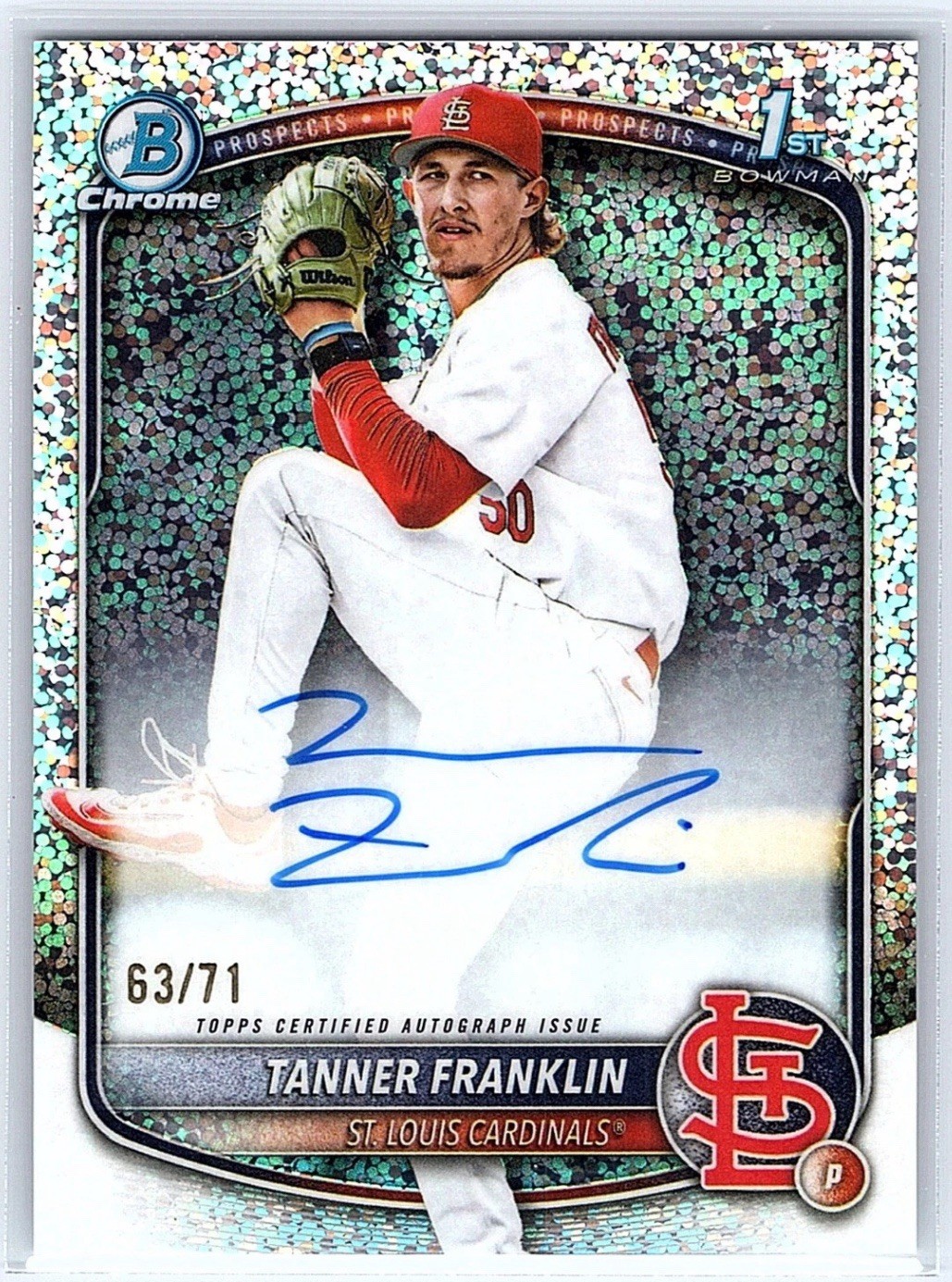 2025 Bowman Draft Chrome Tanner Franklin 1st Bowman Auto Sparkle Refractor /71