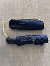 Nautica Compact Umbrella with Storage Sleeve Blue Yellow