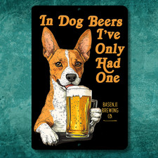 Basenji In Dog Beers sign man cave beer bar decor funny metal tin handmade art