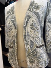 Chicos Jacket Womens 0, Medium Tweed Blazer Embellished Open Career
