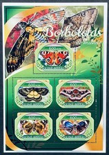 GUINEA BISSAU BUTTERFLY STAMPS SHEET 2016 MNH WILDLIFE INSECT BUTTERFLIES BUG