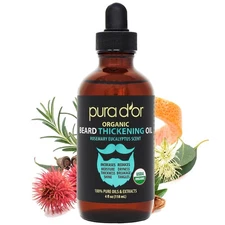 PURA D'OR 4 Oz Thickening Beard Oil – Moisturizing Blend with Rosemary, Biotin