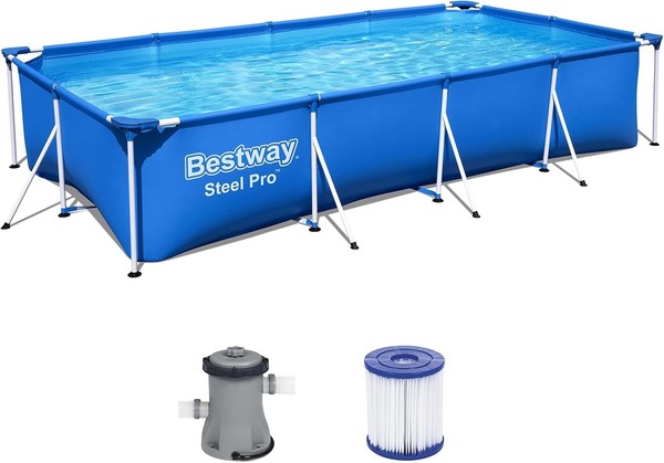 Bestway Steel Pro Frame Pool Set 400 X 211 X 81 Cm Mit Filterpumpe Gartenpool-image