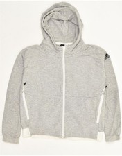 ADIDAS Womens Zip Hoodie Sweater UK 8/10 Small Grey Cotton AV03