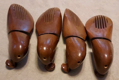 2 pr VTG Florsheim Shoe Tree Stretcher Shaper 10 4 Solid Wood Signed / Marked - Picture 10 of 11