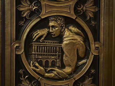 Pittsburgh Pennsylvania 1915 City-County Building Ornate Elevator Door Art