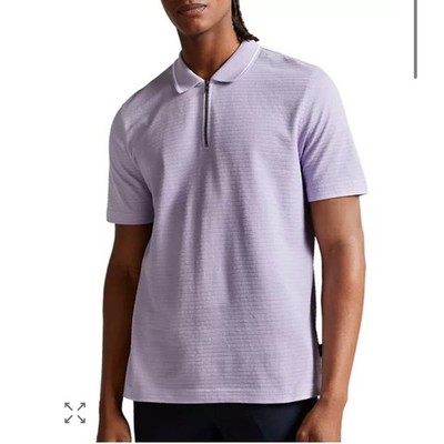 Ted Baker Buer Textured Zip Polo Shirt Size 5 / XL