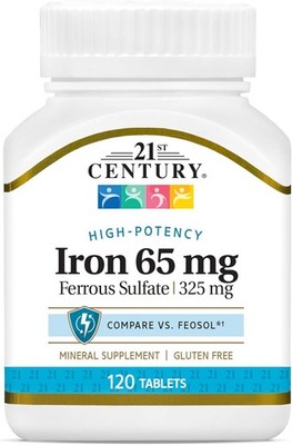 21st Century Iron 65mg Supplement, (120 120 Count (Pack of 1), No Color