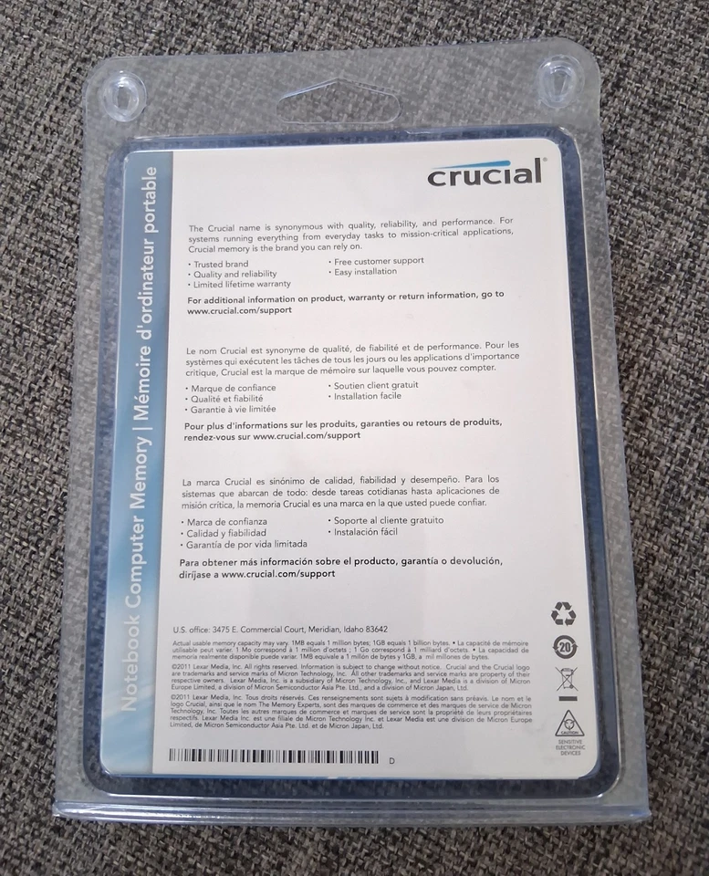 Crucial 8GB Kit 2 - 4GB 204 - Pin DIMM DDR3 PC3 8500 CL7 Memory Module - Image 2 of 4