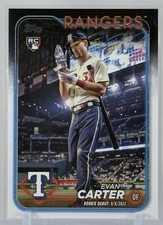 Evan Carter 2024 Topps Update #US58 Rookie Card (RC) Debut 9/8/23 TX Rangers MLB
