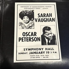 Vintage Playbill Flyer Sarah Vaughan Oscar Patterson January 19 YEAR? RARE!