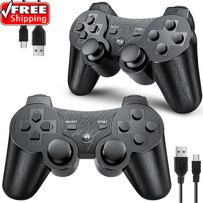 Controller 2 Pack for PS3 Wireless Controller for Sony Playstation 3, Double Sho