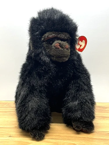 VINTAGE TY George Gorilla Monkey Ape Plush Stuffed Black 10" 1995 Life Like Mini