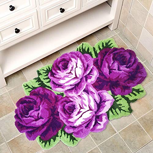 Pastoral Style Handmade Floral Rug for Girls Bedroom & Kids 2FTx3.6FT Purple - Picture 2 of 8