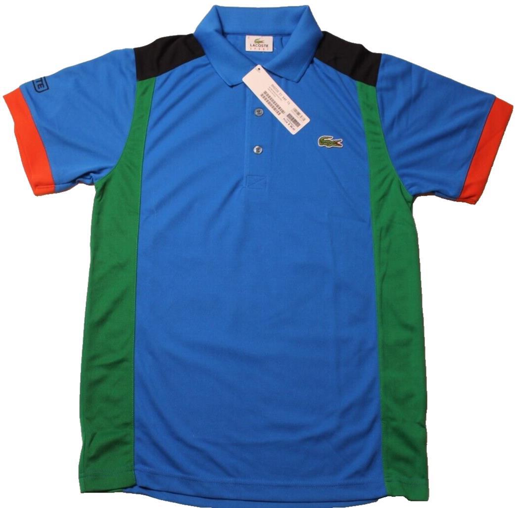 $95 Lacoste Sport Polo Shirt Mens Size 2/XS Blue/Green Short