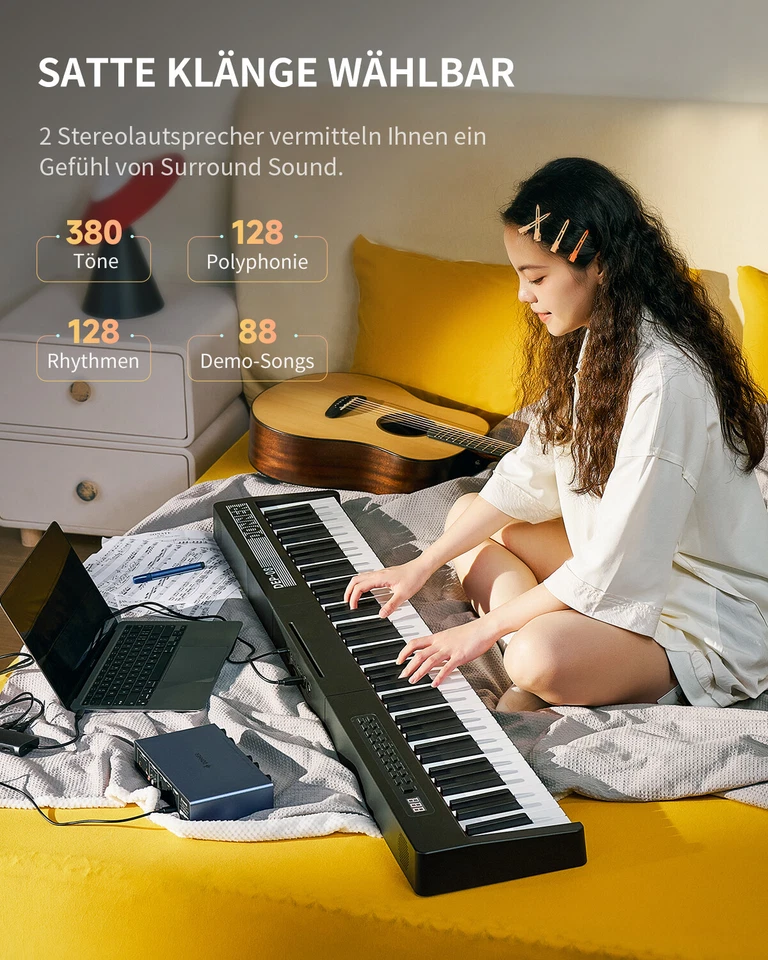 Donner DEP-08 Digitalpiano mit Pedal und Ständer 88 Tasten 380 Klänge E Piano - Bild 3 von 4