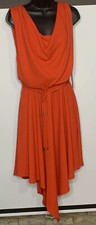 Elizabeth Crosby Dress Womens S Red Cowl Neck Point Hem Key Hole Back Sexy Party