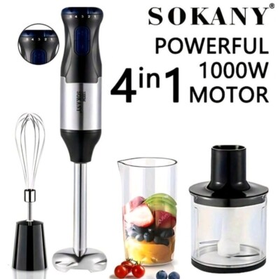 4 in 1 Handmixer, 5 Geschwindigkeiten Elektrischer Mixer, Leistungsstarker 1000 W Stab
