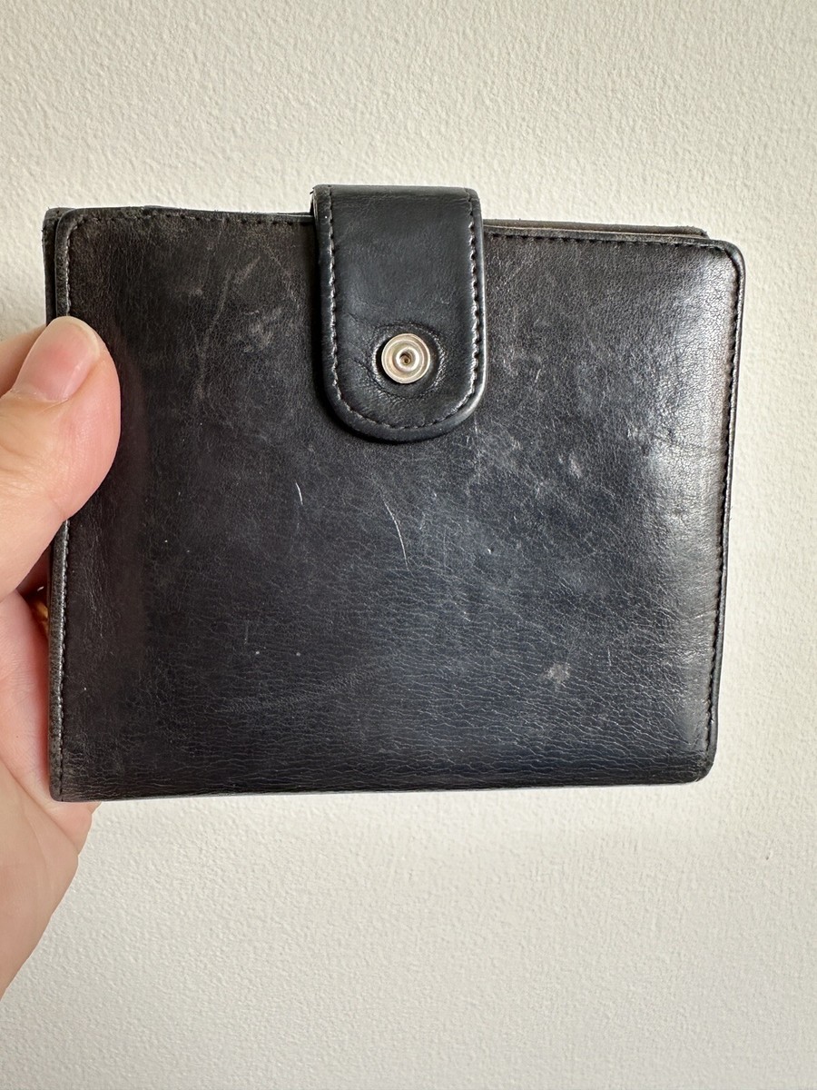 Auth Vintage Chanel CC Wallet Blk Leather Card Slots Accordion