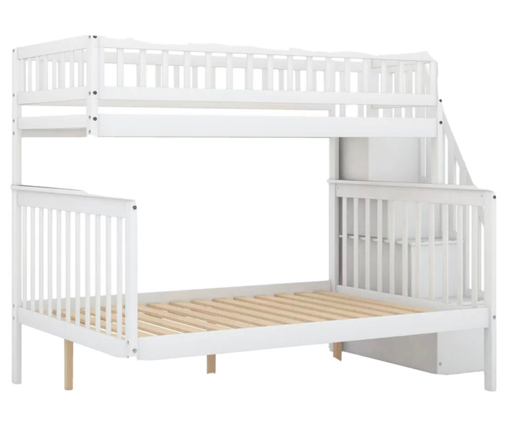 twin over full bunk bed with stairs and storage 