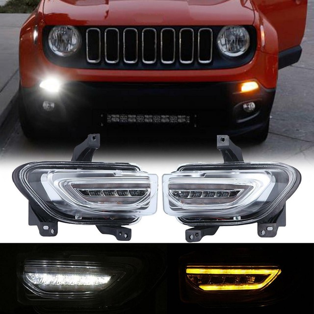 DRL LED Daytime Running Turn Signal Lights White Amber for Jeep