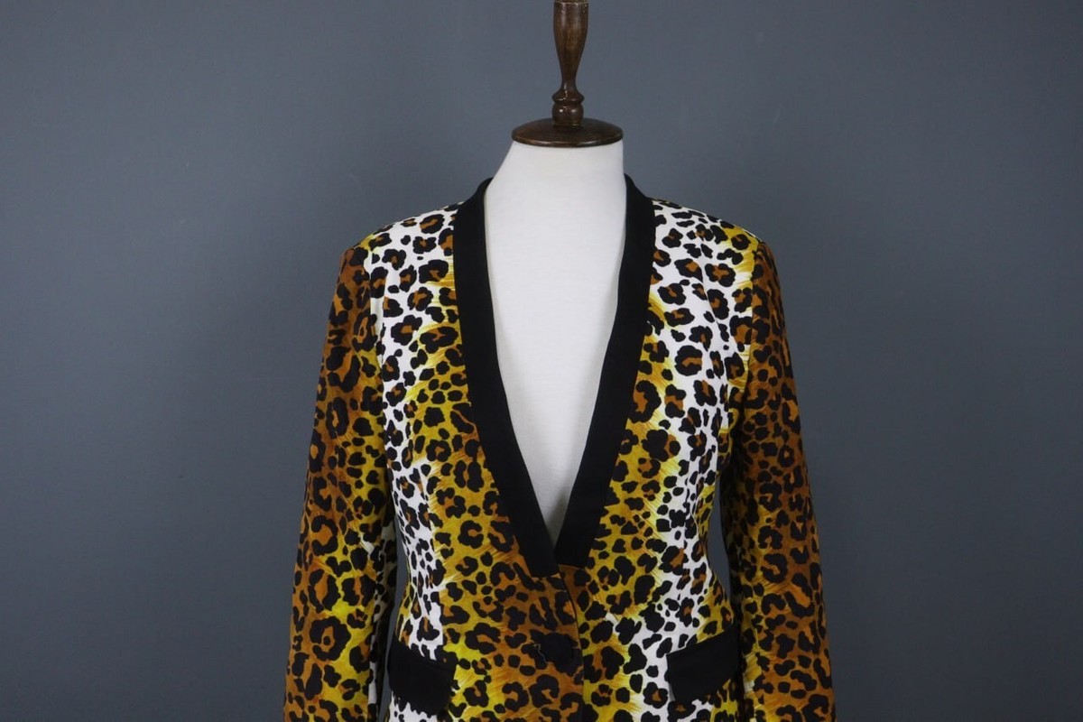 Love Moschino Multi Cotton Leopard Print Deep V-Neck Button Front