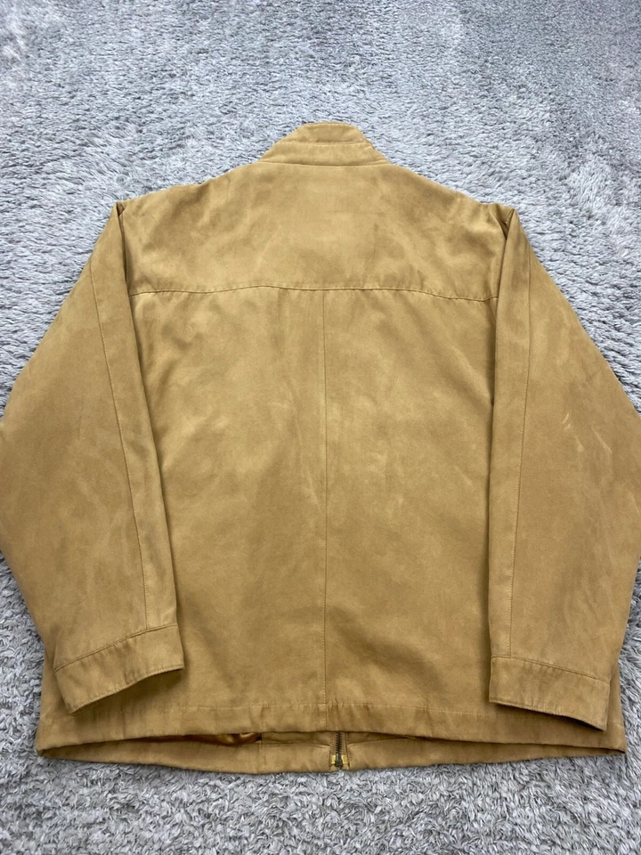 Chaqueta Impermeable Hombres Grande Tostado Imitación Cuero Vegano Gamuza Cremallera Completa Granero Bombardero Foto 2 de 4