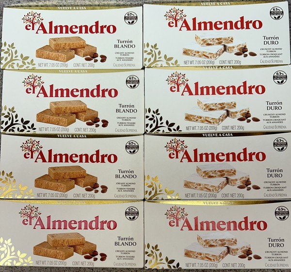 El Almendro Turron Duro PLUS Turron Blando PAQUETE VARIADO -8 BARRAS, 7,05 OZ cada una