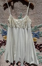 Victoria's Secret Gold Label Cream Off White Slip Dress Lace Trim Chemise Sz L