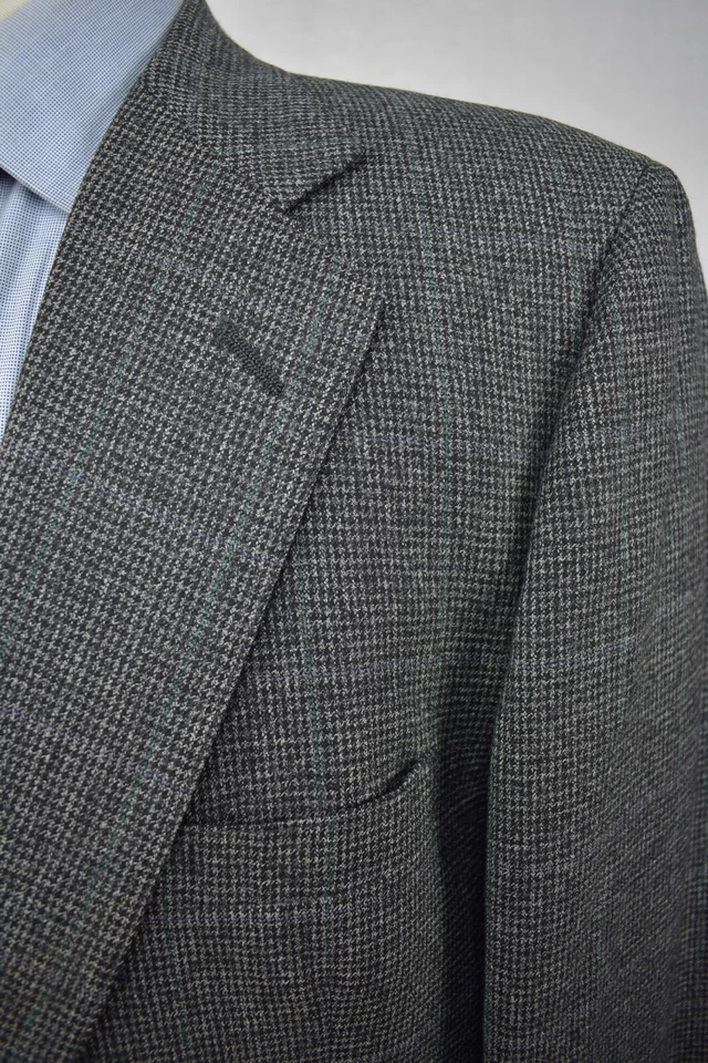 Traje de dos piezas de lana a cuadros gris oscuro Racquet Club 1976-1994 talla: 44R Foto 3 de 4