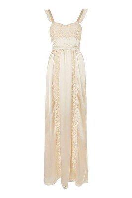 Topshop Satin & Lace Maxi Slip Dress Buttermilk/Pale Gold Size 8 | eBay UK