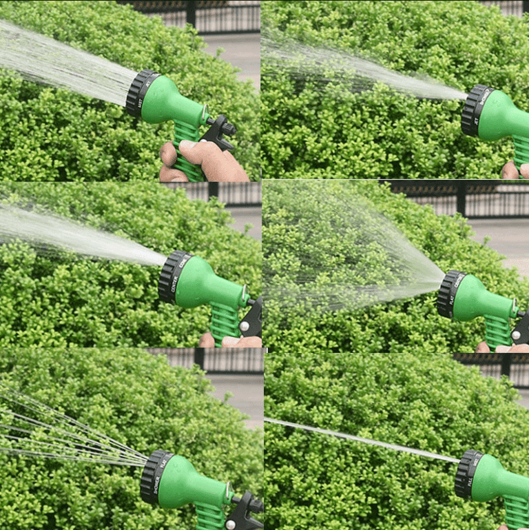 Tubo Da Giardino Espandibile 15m Con Pistola A 8 Funzioni - Verde, Adattatori 3/4 E 1/2 Inclusi