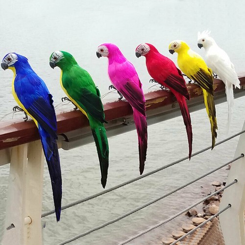 12Pcs 25CM Artificial Parrot Simulation Fake Birds Model Garden Yard Lawn Decor - Afbeelding 10 van 11