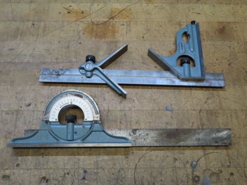 Mitutoyo protractor & square sets W/2 12" rules 1 stanley & 1 Starrett (@D63)