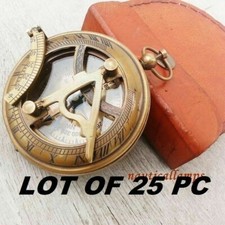 Nautischen Sonnenuhr Messingkompa&szlig; Astrolabe Kompass mit Leder Box 25 Stuck