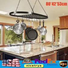 Hanging Pot Holder Pan Hanger Iron Kitchen Rack Cookware Storage Shelf Organizer