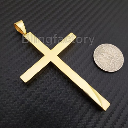 Large Cross Stainless Steel Gold Silver Finish Hip Hop Charm Pendant Jewelry - Picture 7 of 12