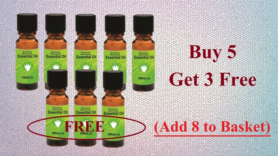 ESSPEE NATURALS 10ml ESSENTIAL OIL - Buy 5 Get 3 Free - for Aromatherapy, Home Fragrance etc.