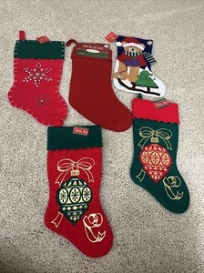 Lot of 5 Felt Vintage Christmas Stockings