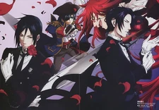 poster promo Black Butler Kuroshitsuji anime K-ON Sebastian Ciel Yui Mio Ritsu