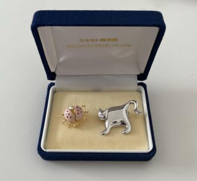 MIKIMOTO PEARL ISLAND pin brooch cat storage box case mzmr | eBay