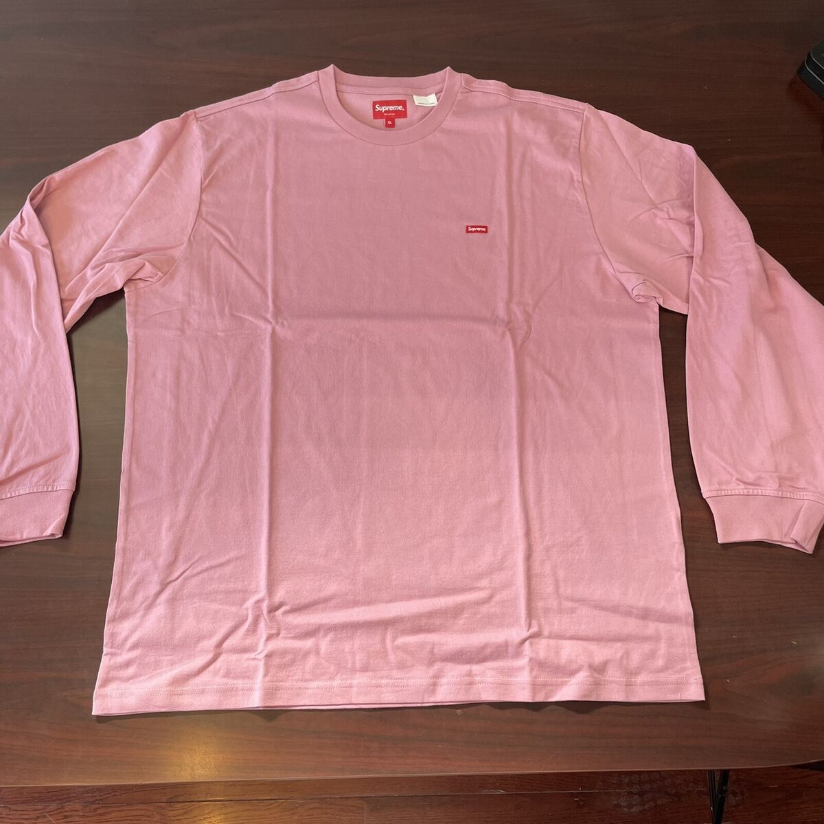 Supreme Small Box Logo L/S Long Sleeve Tee Pink FW22 XL. Deadstock