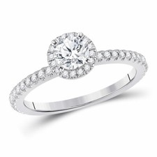 14kt White Gold Round Diamond Bridal Wedding Engagement Ring 7/8 Ctw Certified 
