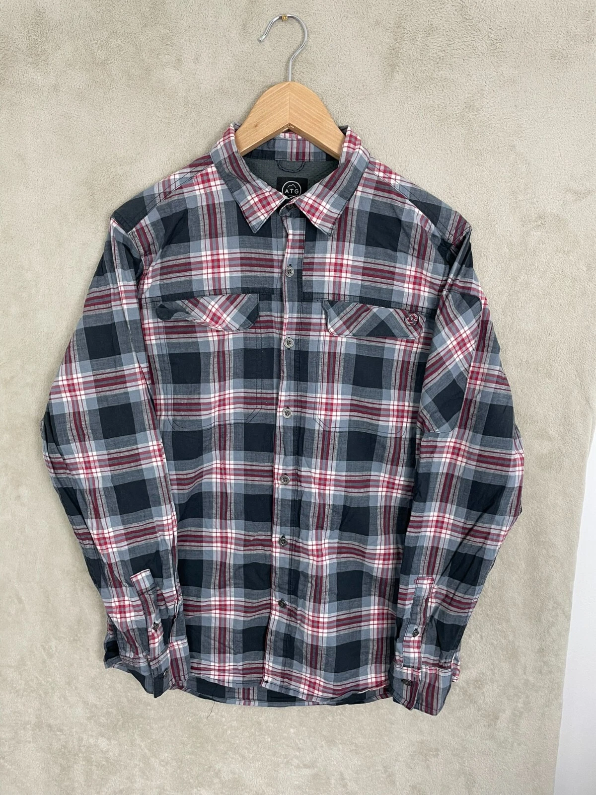 Men's Wrangler All Terrain Gear Long Sleeve Hiking Shirt Size M Medium Regular