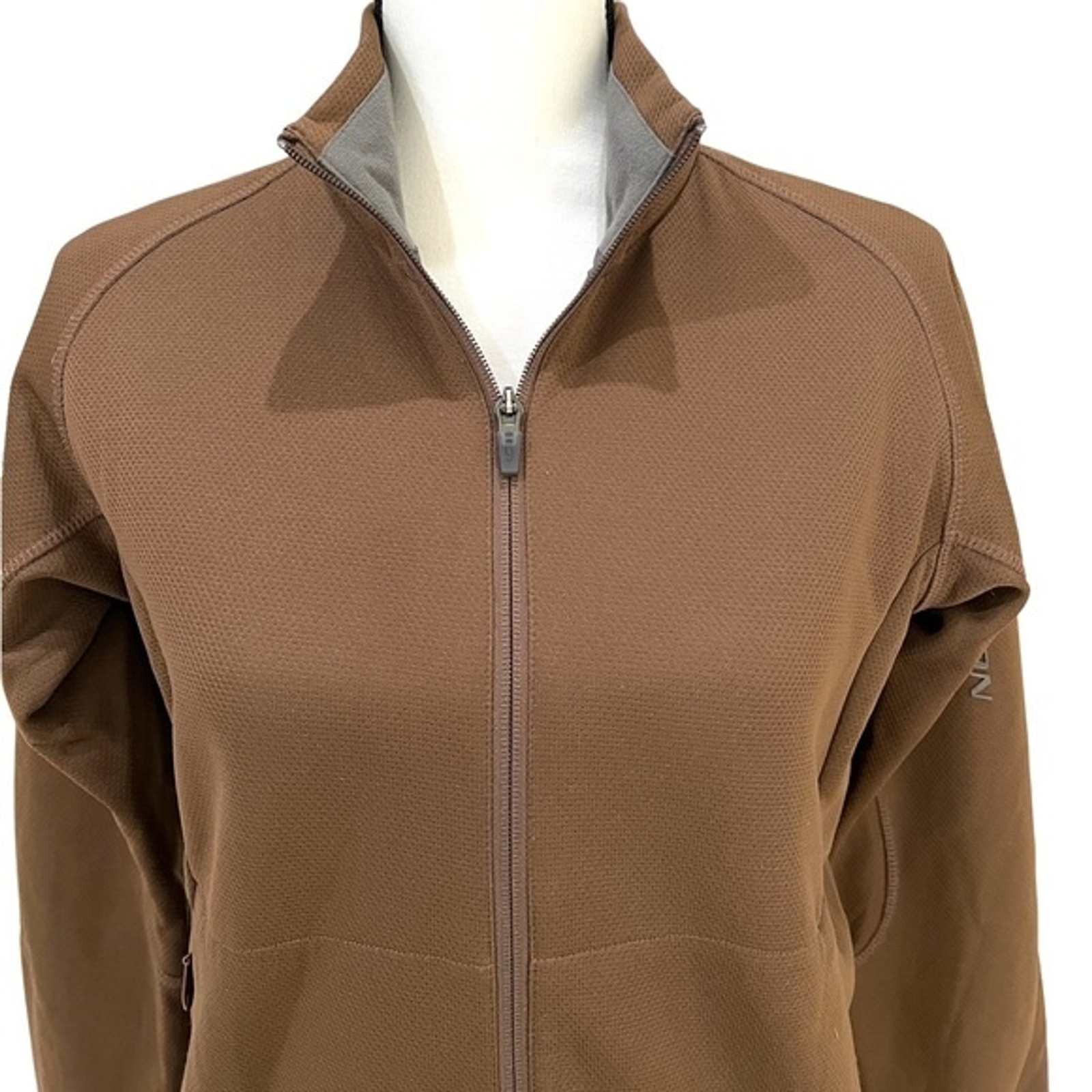 Giacca Salomon donna piccola marrone base strato full zip sci neve inverno sport
